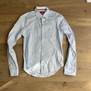 Zara Man Men’s Light Blue Superslim Fit Button-Up T-Shirt Size 5